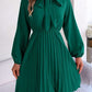 Women's Obsessed Tie Neck Balloon Sleeve Pleated Dress
