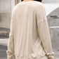 Quarter Button Dropped Shoulder Blouse