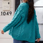 SocialBee Open Front Cable-Knit Cardigan