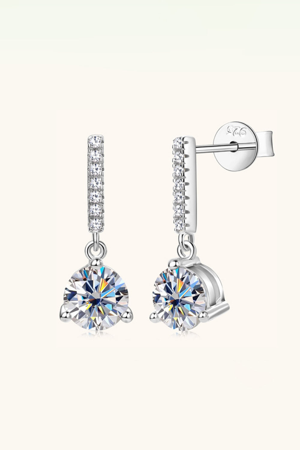 2 Carat Moissanite 925 Sterling Silver Drop Earrings