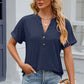 Eyelet Notched Short Sleeve T-Shirt