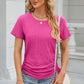 Eyelet Round Neck Short Sleeve T-Shirt