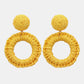 Round Shape Raffia Grass Dangle Earrings