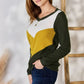 Hailey & Co Full Size Colorblock V-Neck Blouse