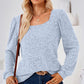 Ribbed Square Neck Long Sleeve T-Shirt