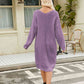 CozyWonders V-Neck Long Sleeve Sweater Dress