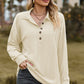 Half Button Dropped Shoulder Blouse