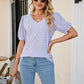 Full Size Eyelet Puff Sleeve V-Neck Top