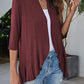 Open Front Ruffle Trim Cardigan