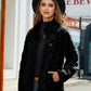 Full Size Fuzzy Checkered Zip Up Jacket