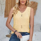 Eyelet Decorative Button V-Neck Tank