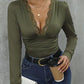 Lace Detail Plunge Long Sleeve Bodysuit