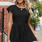 Tied Ruffled Round Neck Peplum T-Shirt