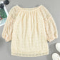 Swiss Dot Off-Shoulder Long Sleeve Blouse