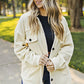 Button Up Collared Neck Long Sleeve Jacket