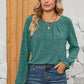 Ruched Round Neck Flounce Sleeve T-Shirt