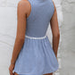 Women's Striped Lace Trim Round Neck Tank