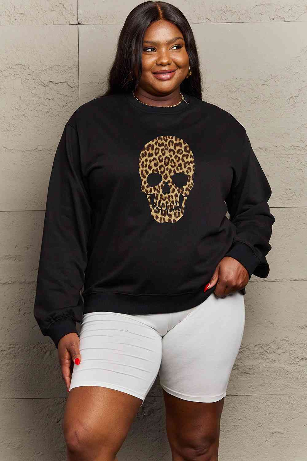 Simply Love Full Size Drop Shoulder SKULL HALLOWEEN Graphic Sweatshirt