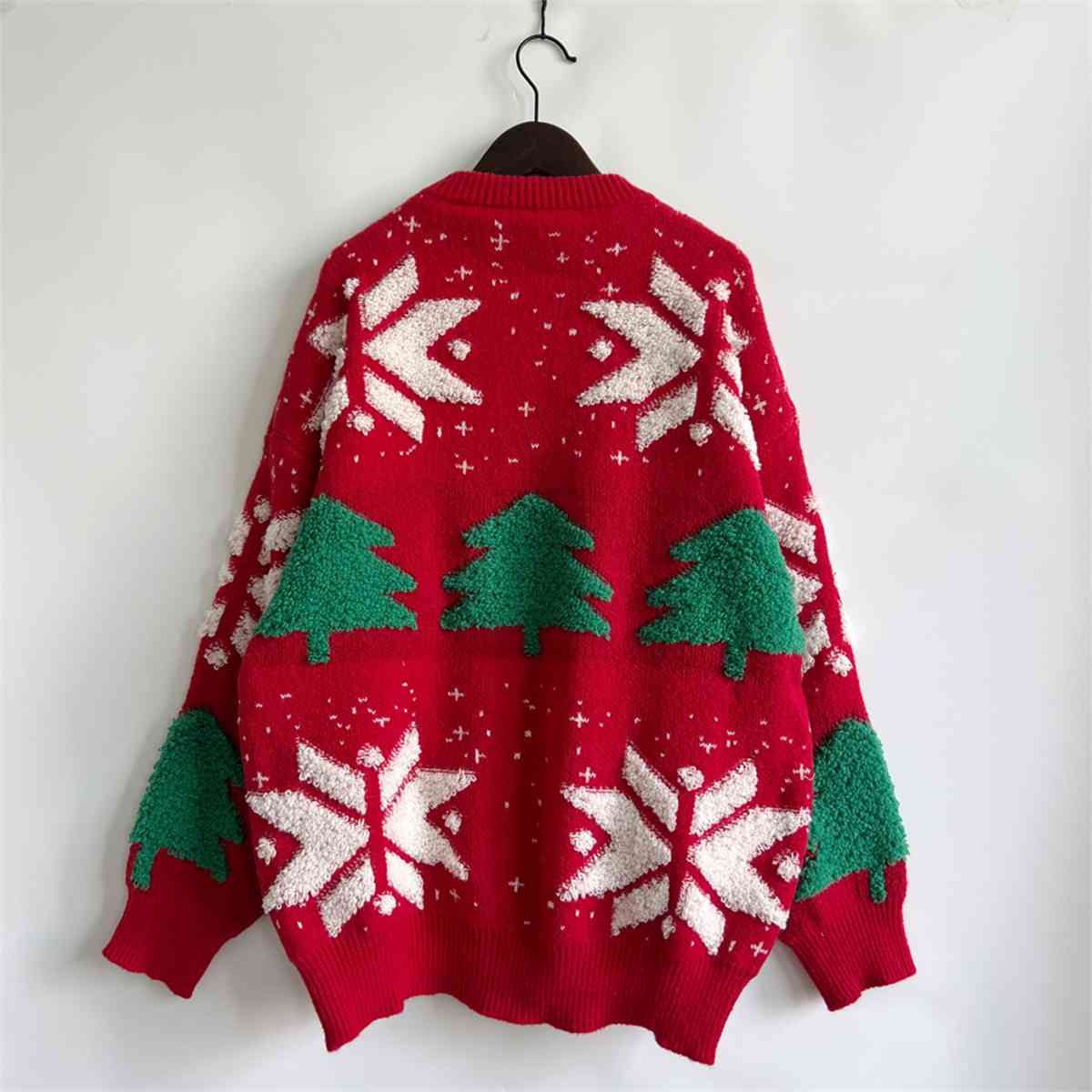 Christmas Snowflake Round Neck Long Sleeve Sweater