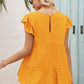 Women's Round Neck Flutter Sleeve Tiered Blouse