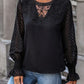 Lace Detail Smocked Flounce Sleeve Blouse