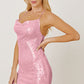 Women's DentaCosmo Sequin Spaghetti Strap Mini Wrap Dress