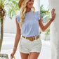 Abigail Eyelet Ruffle Trim Cap Sleeve Tank