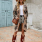 Printed Long Sleeve Cardigan with Pocket