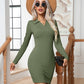 Full Size Johnny Collar Long Sleeve Mini Dress