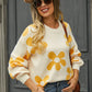 Hannah&Mea Floral Print Round Neck Dropped Shoulder Pullover Sweater