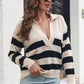 KnittedEmporium Striped Johnny Collar Sweater