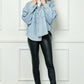 Veveret Button Up Dropped Shoulder Denim Top