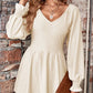 Peplum V-Neck Long Sleeve Blouse