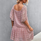 Women's Swiss Dot Square Neck Half Balloon Sleeve Dress