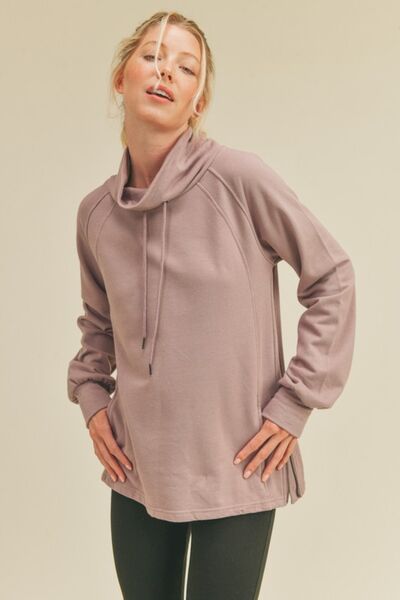 Kimberly C Drawstring Side Zip Lavender Sweatshirt