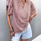 SO CHIC Printed Flutter Sleeve V-Neck Top