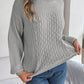 NotSoBasic Cable-Knit Round Neck Long Sleeve Sweater