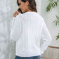 Johnny Collar Cable-Knit Long Sleeve Sweater