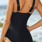 LUNA CLOE' Full Size V-Neck Sleeveless Printed One-piece Swimwear