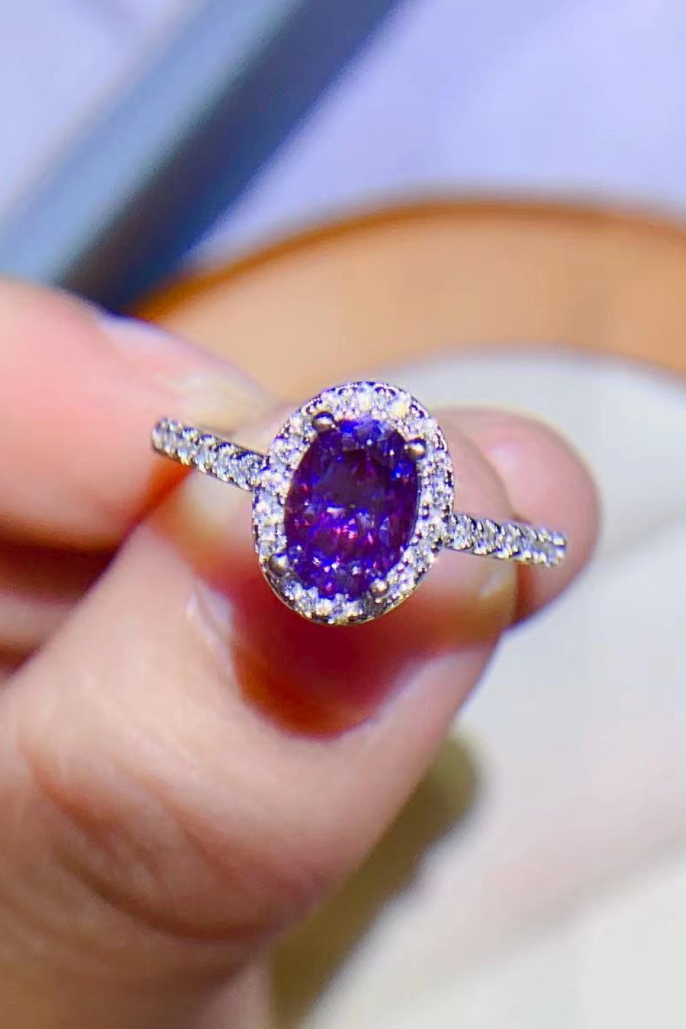 Women's 925 Sterling Silver 1 Carat Purple Moissanite Ring