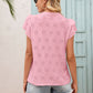 Eyelet Tie Neck Flutter Sleeve Blouse