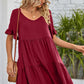 SO BOHO Full Size V-Neck Flounce Sleeve Tiered Dress