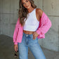 Love Cozy Stuff Ribbed Collared Neck Button Up Jacket