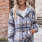 Full Size Plaid Dropped Shoulder Hooded Jacket