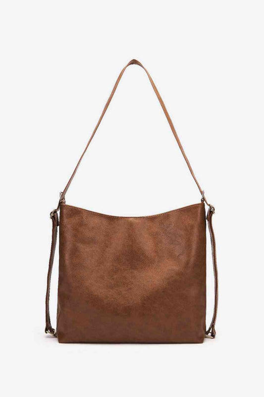 Arleth Chocolate Brown Large PU Leather Crossbody Bag