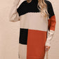 TrendSetEE Color Block Mock Neck Dropped Shoulder Sweater Dress