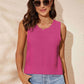 Women's Buttoned Cutout Ribbed Trim Knit Tank