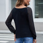 Women's Sheer Striped V-Neck Top
