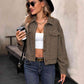 Houndstooth Collared Neck Button Up Jacket