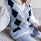 Plaid V-Neck Sweater Vest